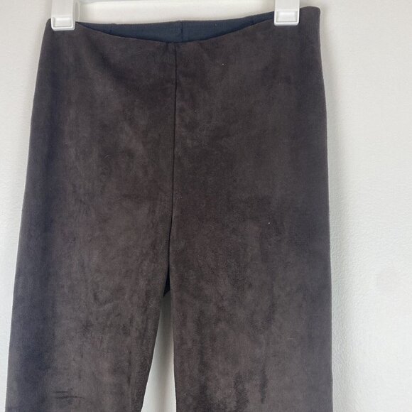Lysse Women's Faux Suede Pants High Waist Size S NWT Espresso Brown Skinny Taper - Picture 2 of 10